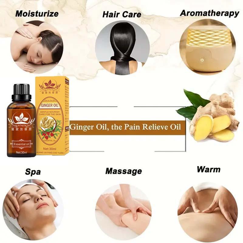 1/3pcs/set Ginger Essential Oil, Natural Plant Therapy Massage Ginger Oil, Body Massage Oil For Women and Men