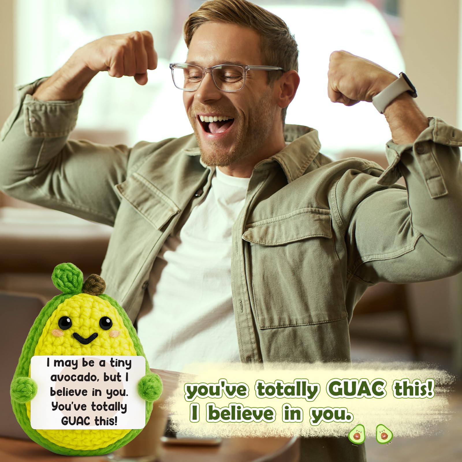 Adorable Handmade Knitted Avocado Doll Emotional Support Plush,Birthday Gifts For Women Men Him,Christmas Holiday Presents,Teacher Appreciation Gifts,Portable Stress Relief Toy,Bag Backpack Charm,Desk Bedroom Car Decor,Party Favor Photo Prop,One Of A Kind