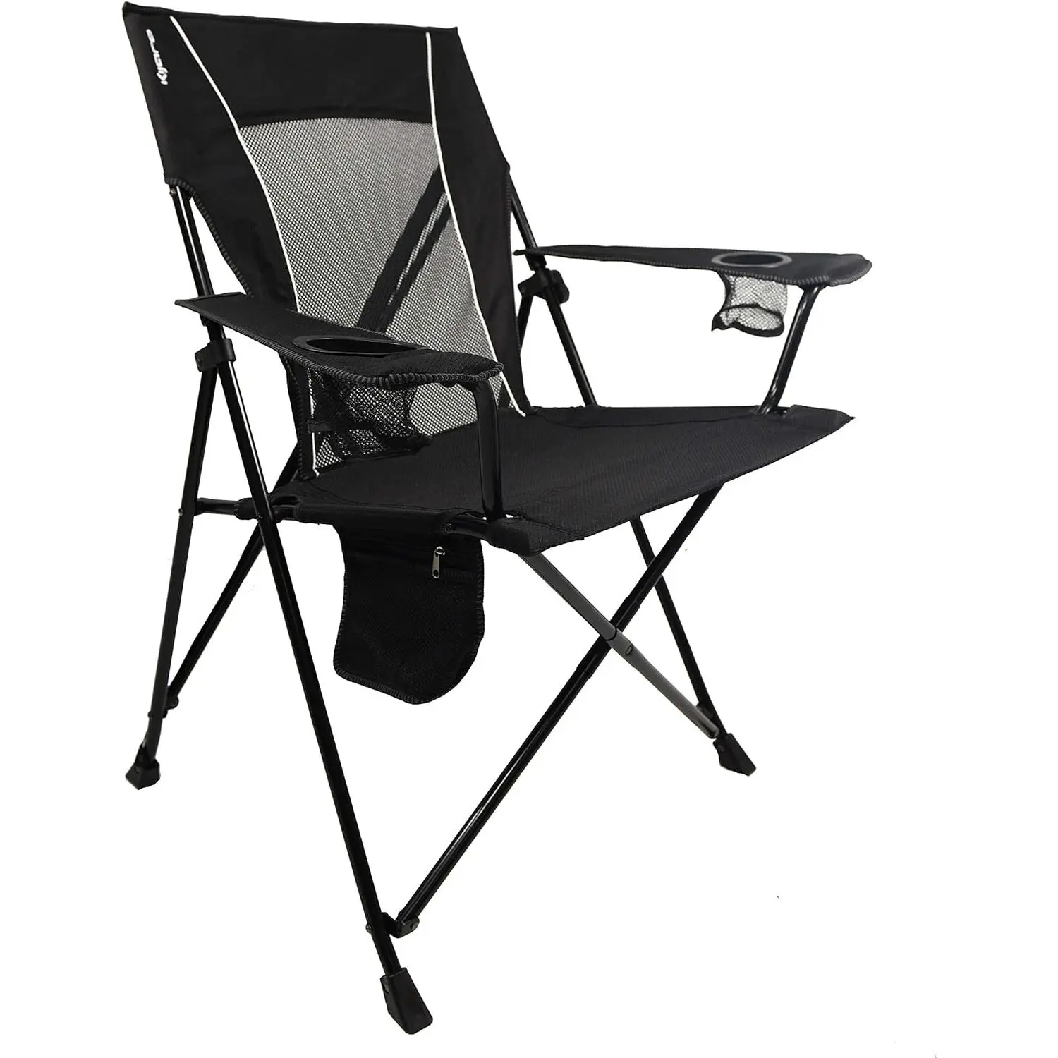 Foldable Camping Chair, Vik Black, Polyester, Mesh, Steel, Portable, Durable, Unisex | Dual Lock Technology