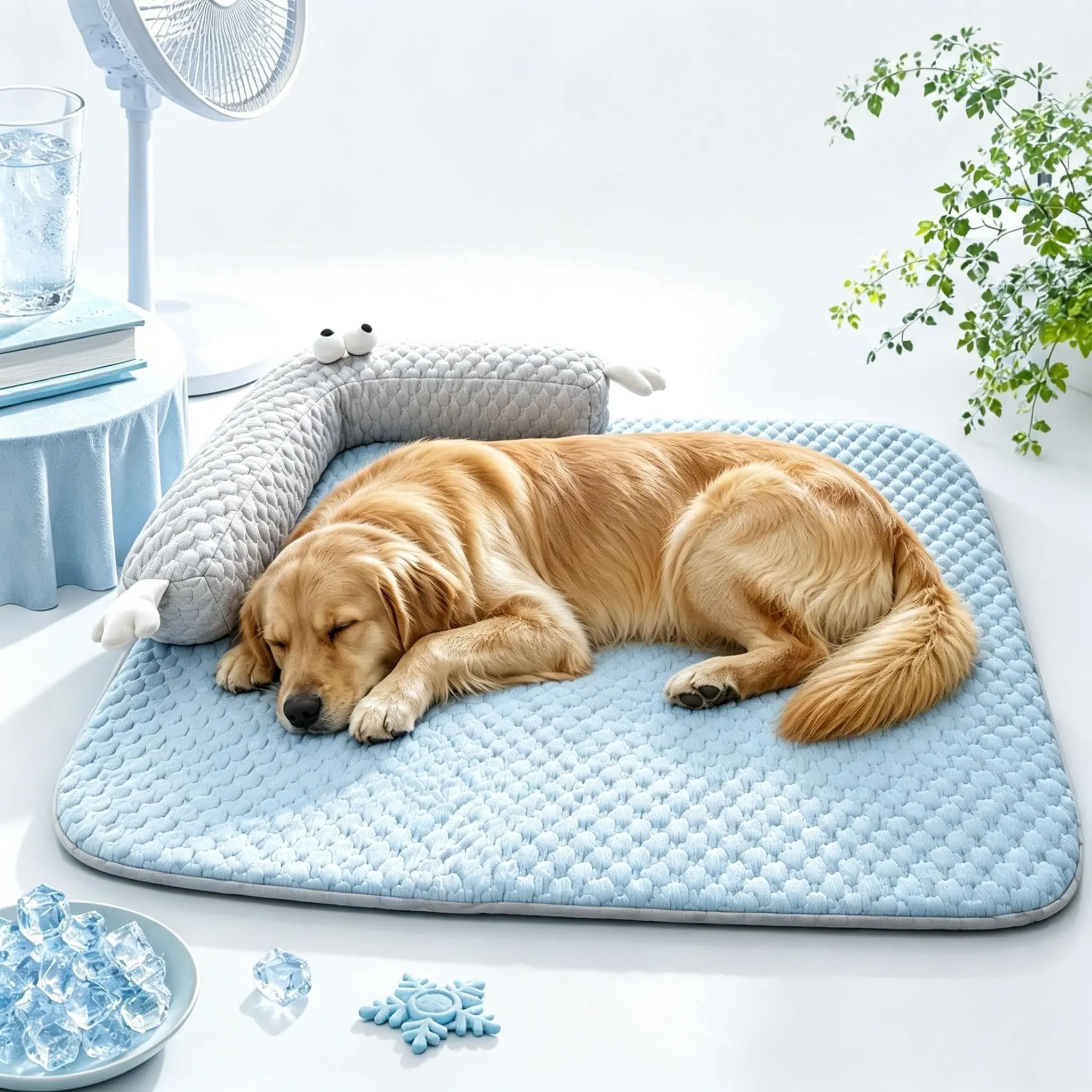 1-Piece Pet Bed and Pillow 2-in-1 Cat and Dog Bed Pad, Big-Eyed Monster Cooling Memory Foam Dog Bed, Non-Slip, Removable, and Washable Summer Pet Cooling Pad, Exclusively for Small Dogs Such as Poodles and Schnauzers