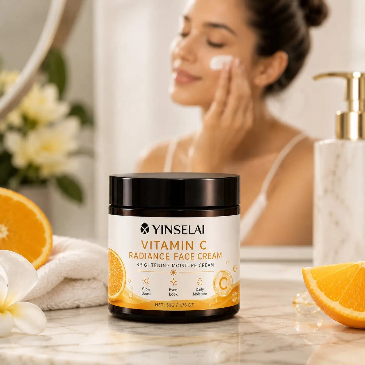 Vitamin C Radiance Face Cream, Daily Moisturizing Cream for Glow & Even-Looking Skin, 50g