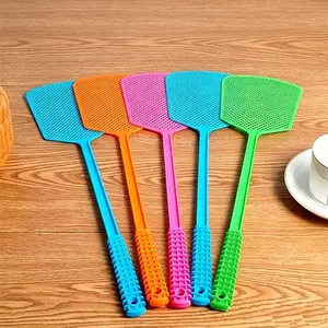 Fly Swatter, 5 Counts Plastic Long Handle Fly Swatter, Manual Fly Killer, Handheld Fly Swatter for Indoor & Outdoor, Home Pest Control