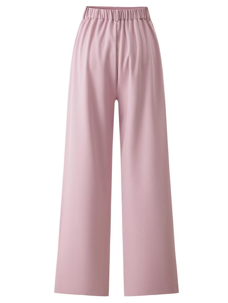 Women's Solid Color Button Fly Pants, Casual Comfy Trousers for Daily Wear, Ladies Bottoms for All Seasons, Baggy Pants, Casual Minimalist Trousers