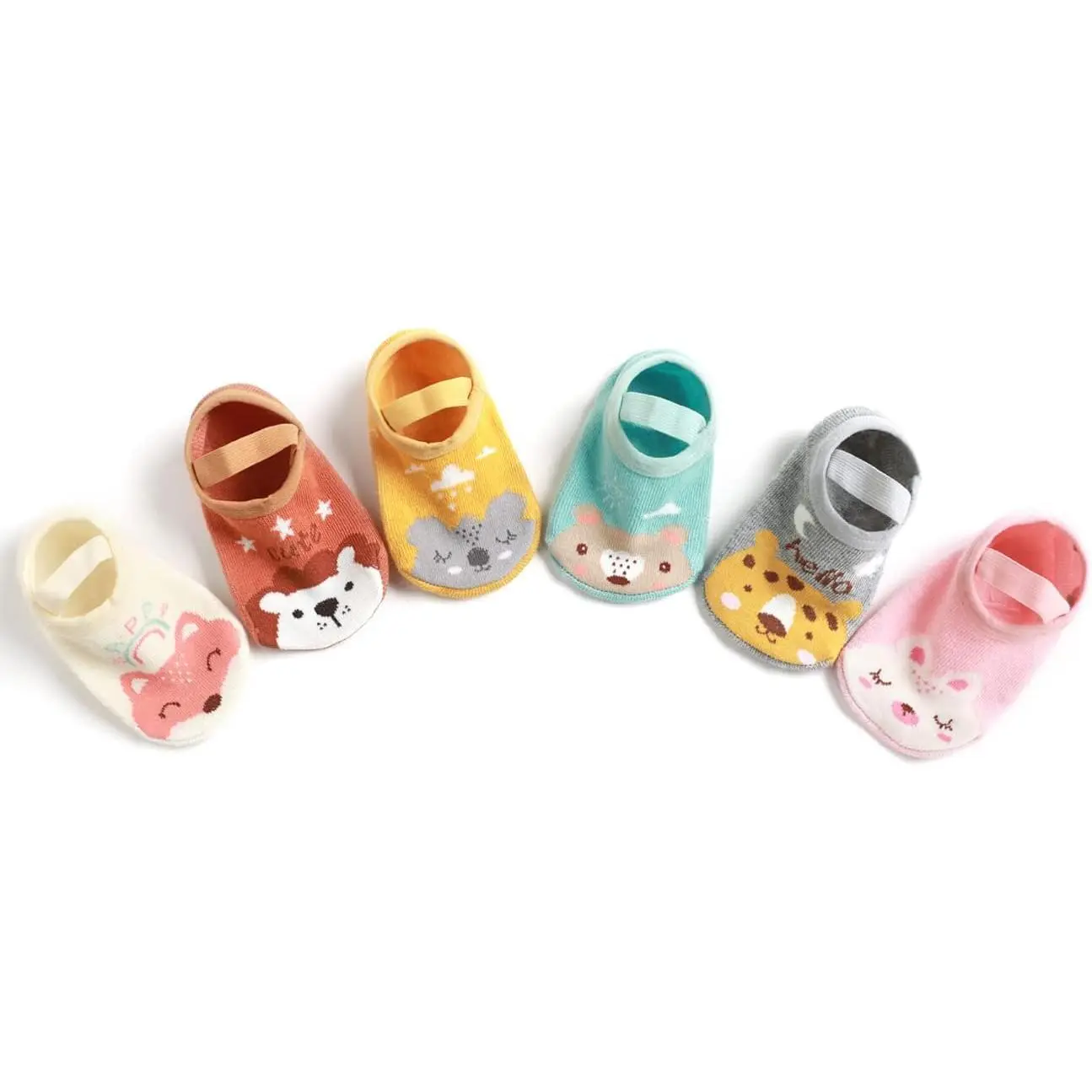 Unisex Anti-Slip Grip Baby Socks, Prop 65 Safe Toddler Slipper Socks, 6 Pairs for 0-36 Months Boys & Girls (Unisex Wear)