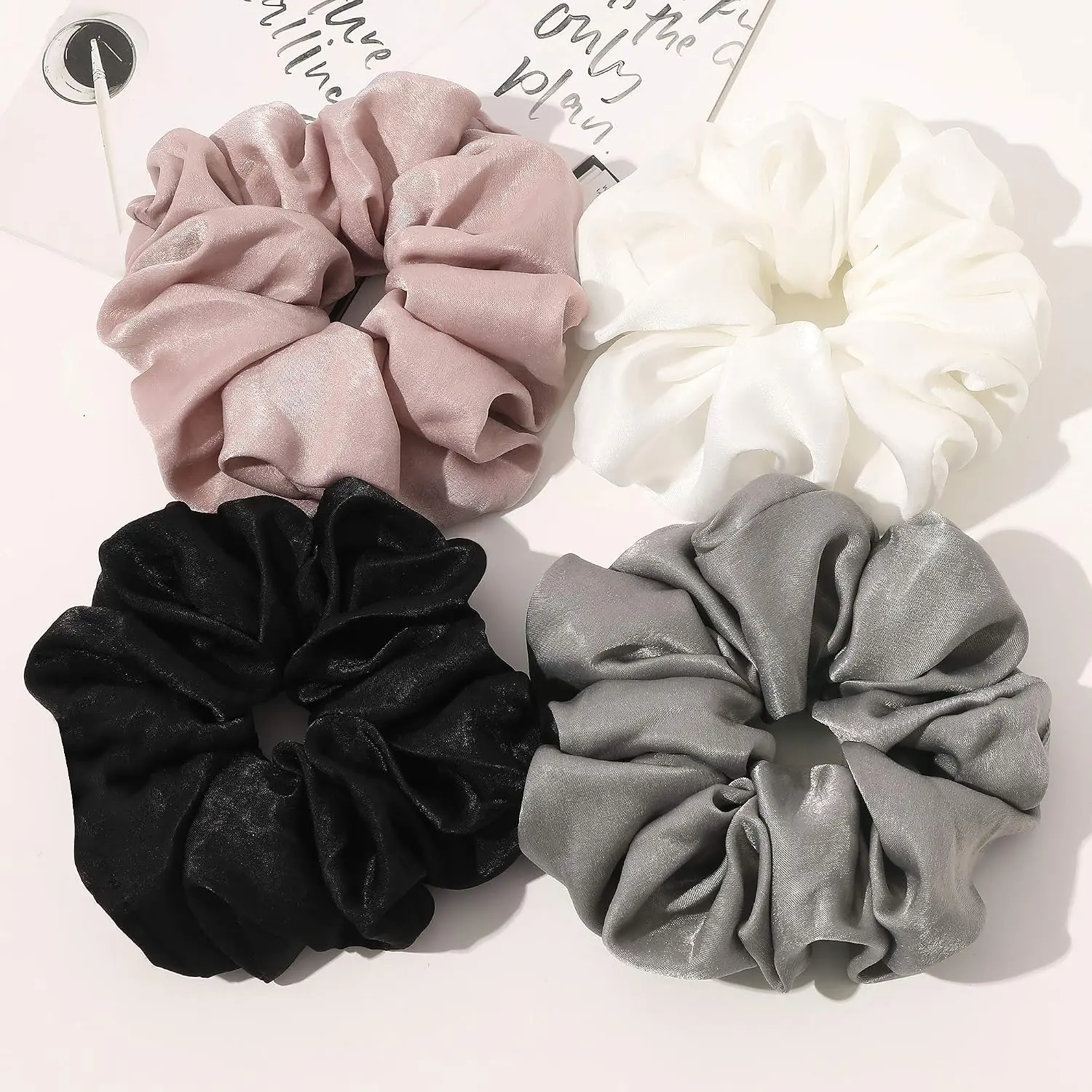 Scrunchies Hair Ties for Women - Big Silk Satin Scrunchie Exra Large  Gaint  Cute Scrunchy for  Thick Hair Ligas Para el Cabello De Mujer Decorations Hair Accessories  for Girls
