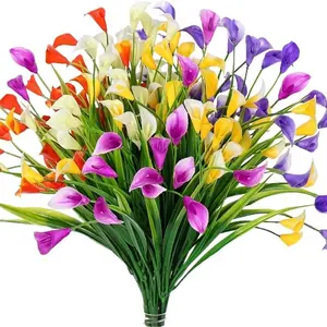 Artificial Calla Lily, 10pcs/set Faux Flower, UV Resistant Fake Flower, Decorative Flowers for Indoor & Outdoor Home Porch Garden, Summer Cemetery Decoration, Decorative Fake Plants