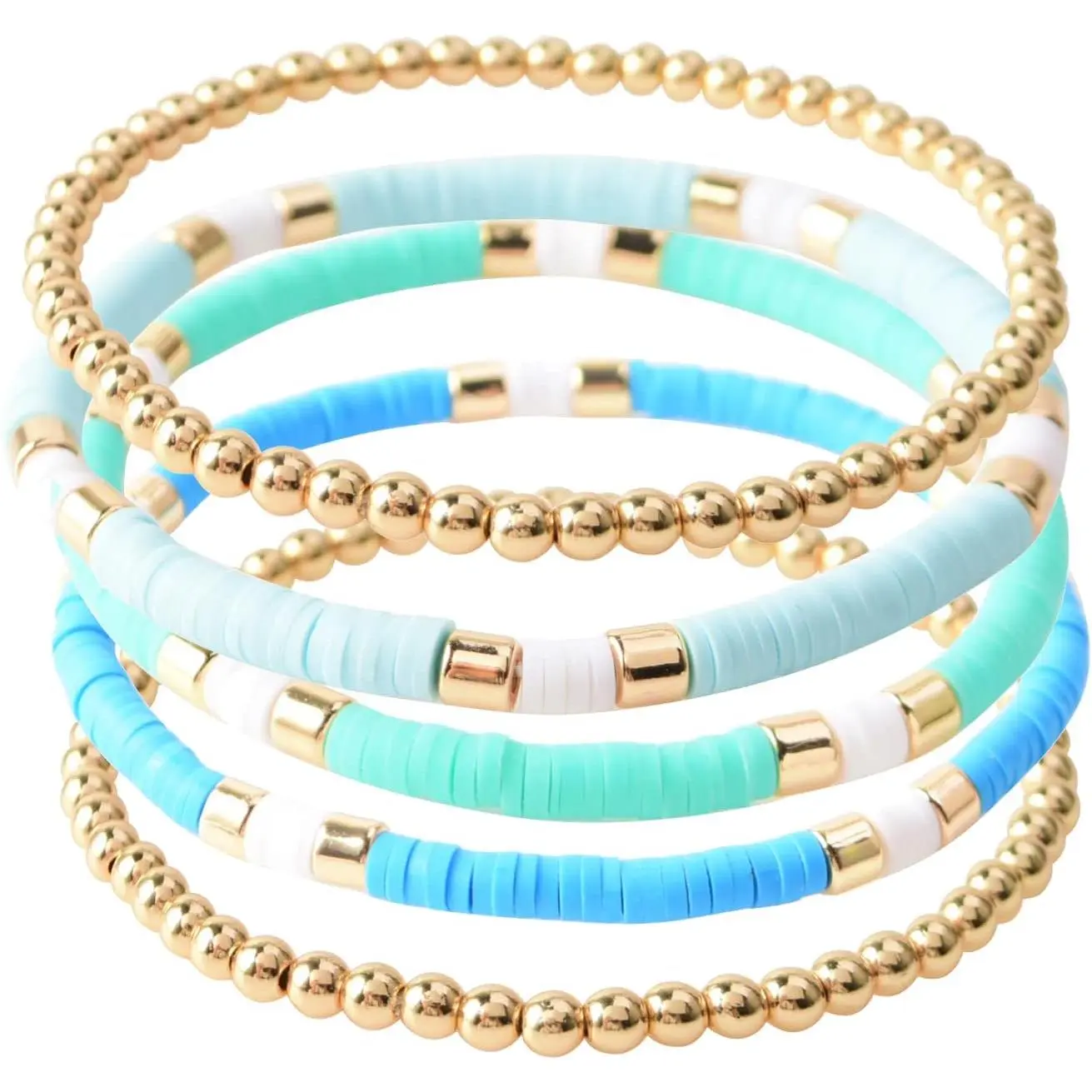 B-Light Green Surfer Color & Gold Bead