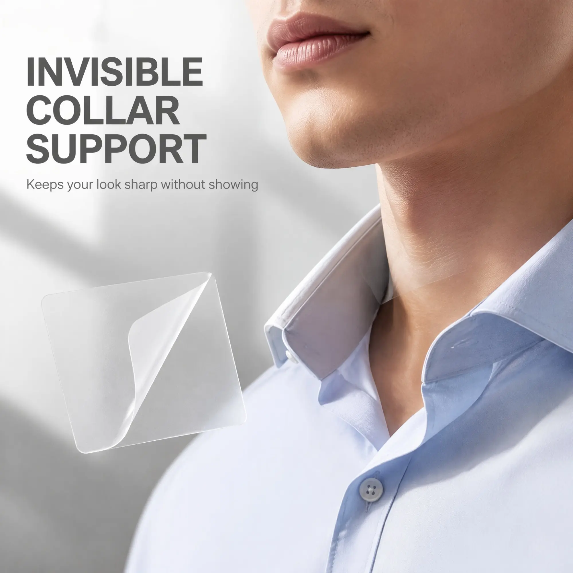 30-Pack Large Capacity Shirt Collar Stiffeners, Transparent Invisible Eco-Friendly PVC, Waterproof Sweat-Resistant, Long-Lasting, Home Use