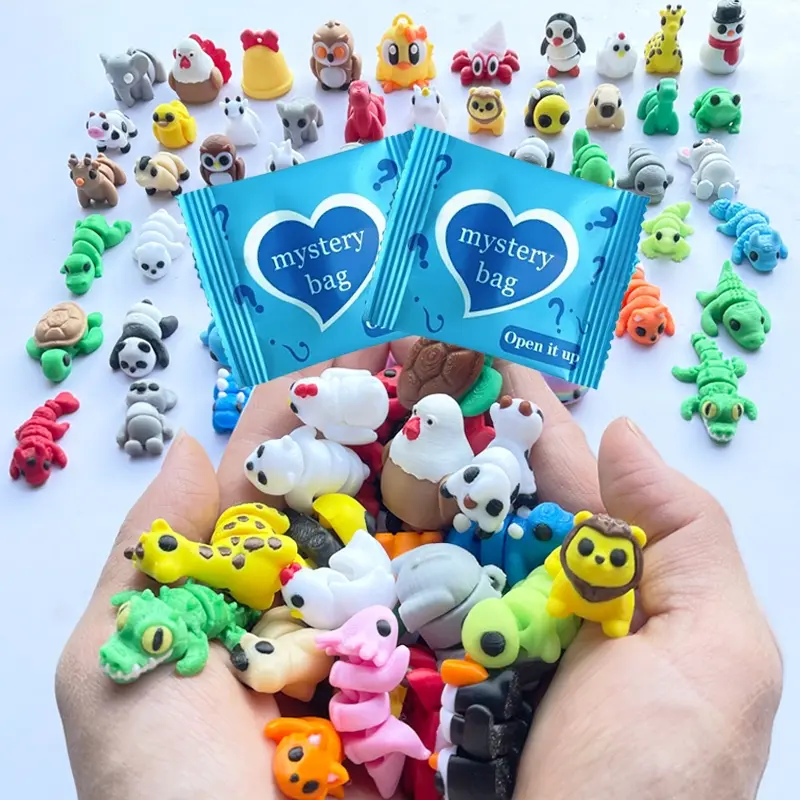 3D Printed Animal Surprise Mystery Bag, Blind Bags, Random Cute Collectible Toys, 5/10/30 Pieces, Toy House Decor, Fairy Garden Decoration, Birthday Gift