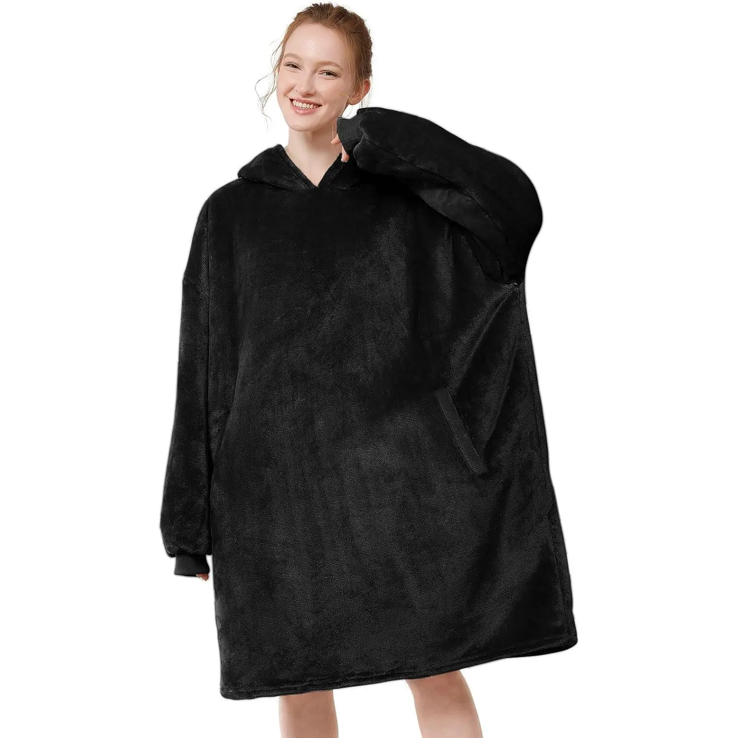 Blanket Hoodie,Oversized Wearable Sweatshirt,Gifts for| Fleece Hooded Blanket,Soft Warm Cozy with Giant,for Men Adults Teen Kids, One Size