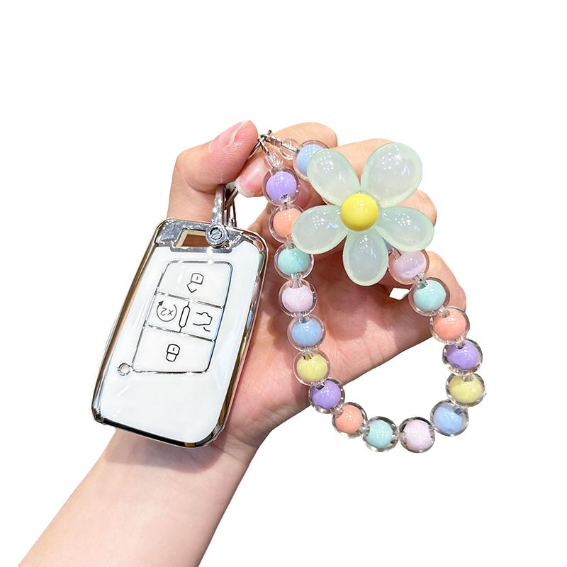 For Volkswagen with Keychain, Premium TPU Key Case Compatible with VW Tiguan Atlas Taos SEL Jetta GLI Passat Arteon Remote Start Protector