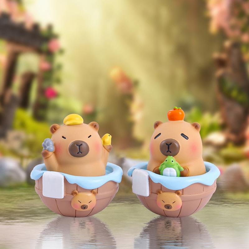 Capybara Shake-Free Series Blind Box Capybara Figurine Stress Relief Healing Desktop Ornament Doll for Women