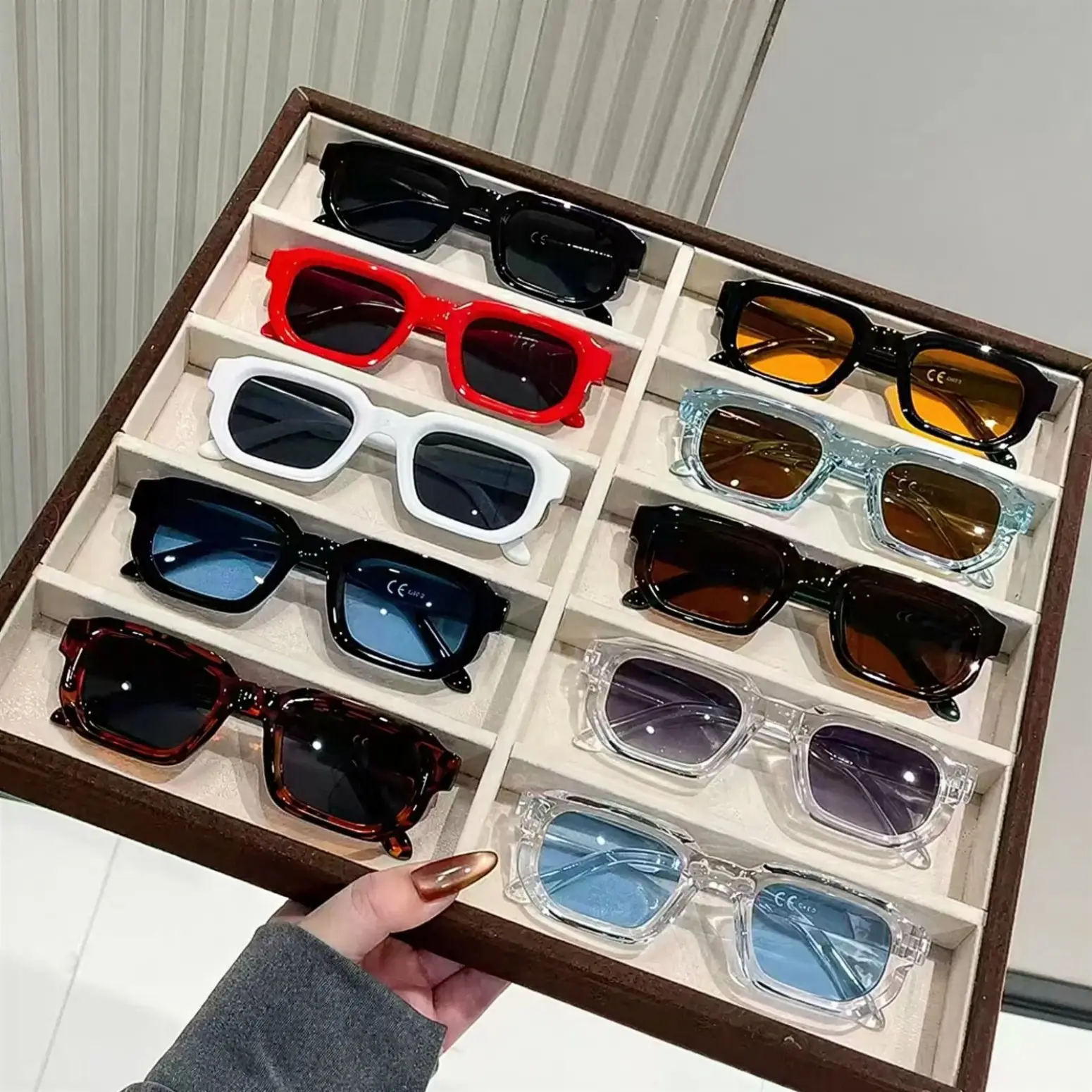 XUH Unisex TR90 Nylon Retro Square Sunglasses - Chunky Small Rectangle Frame, UV400 Protection, Anti-Glare Eyewear, 10-Color Choice Accessories for Daily/Party Use, Cool Gifts for Guys