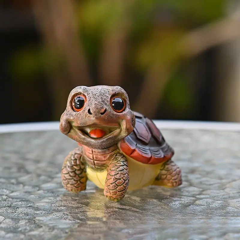 Cute Large-Eyed Turtle Garden Ornament, Creative Micro Landscape Resin Craft, Beachside Decorative Turtle Sculpture, Outdoor Decoration, Resin Sculptures