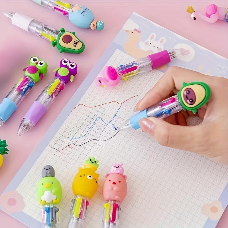 Random Color Cute Cartoon Design Retractable Ballpoint Pen, 10/20pcs Portable Easy To Hold Round Body Ballpoint Pen, Writing Pen for Office & School Writing Stationery