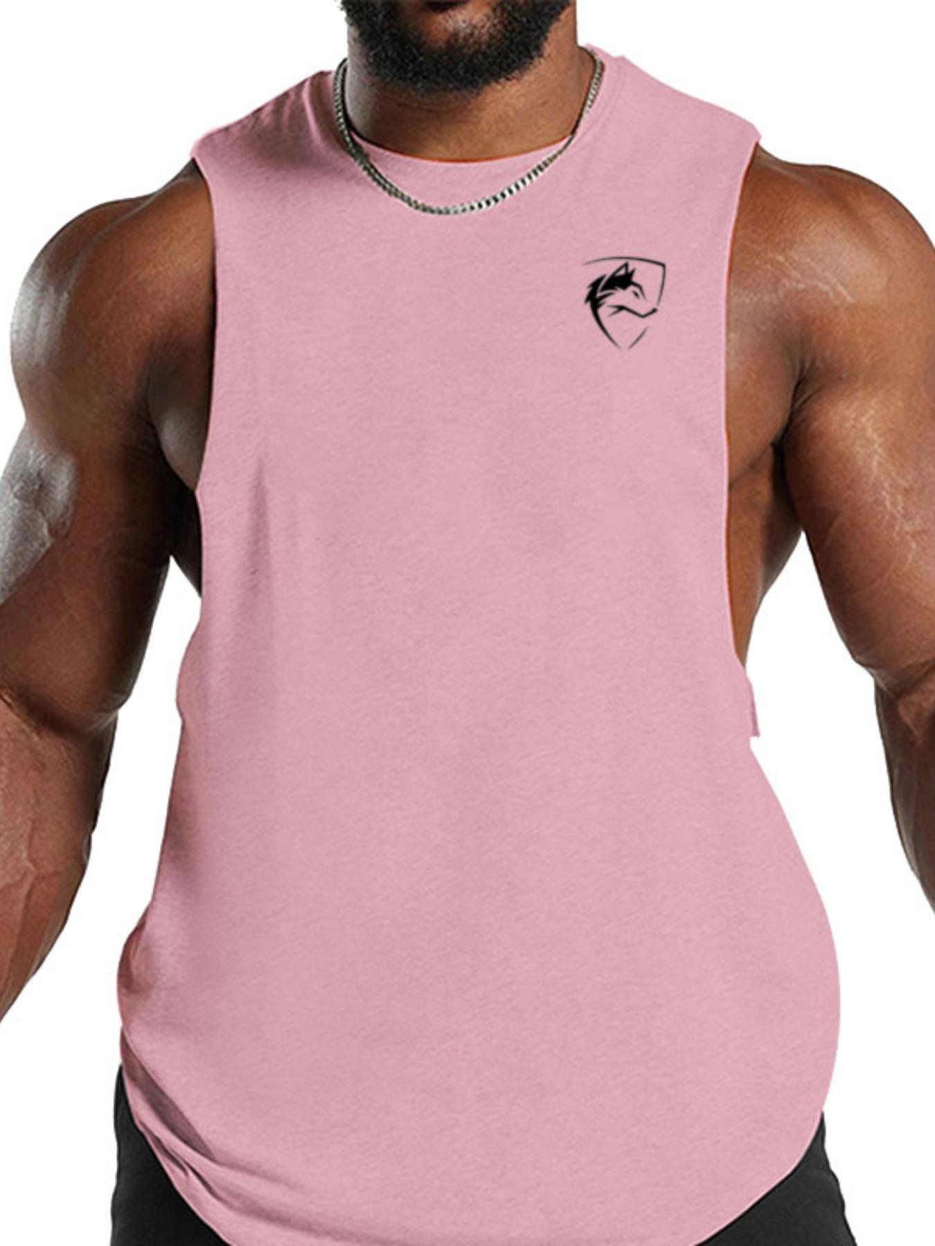 Men's Wolf Print Round Neck Tank Top, Regular Fit Casual Comfy Breathable Sleeveless Top for Summer, Men's Clothes for Gym Workout Running, Athletic Workout Clothing