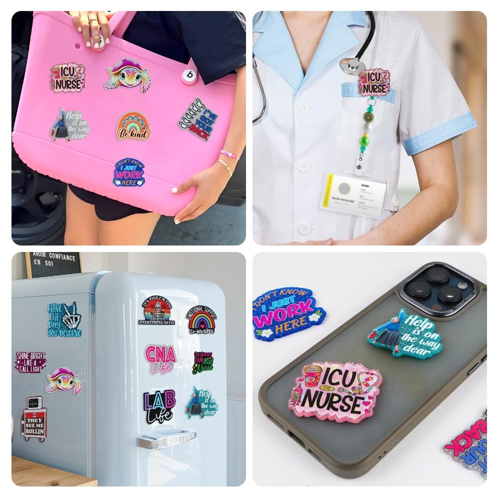 3 Piece Resin Acrylic Flat Back Charms, Multi-Color Heart Rainbow Wheelchair DIY Craft Supplies, Perfect for Badges, Phone Stands, Hair Clips