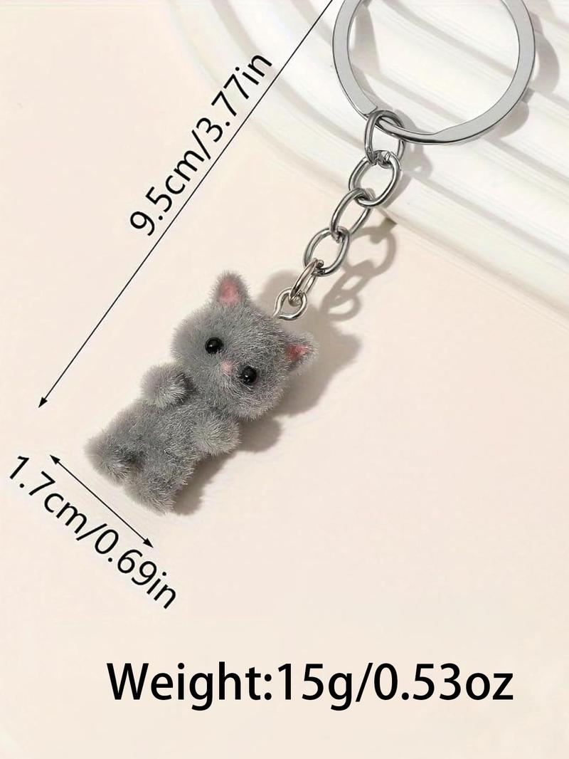 Cute Cat Design Keychain, Fuzzy Keychain, Trendy Cute Keychain for Car Keys for Women & Men, Fashion Accessories for Bag Backpack Wallet Pendants Decor