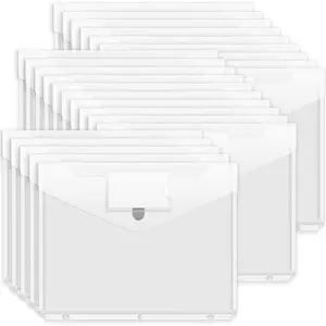 Binder Pocket, 24 Pack Super Heavyweight Poly Binder Pocket with Tight Closure, Binder Folders Side Loading, 3 Ring Binder Pocket, Binder Dividers with Pockets, Letter Size, Clear