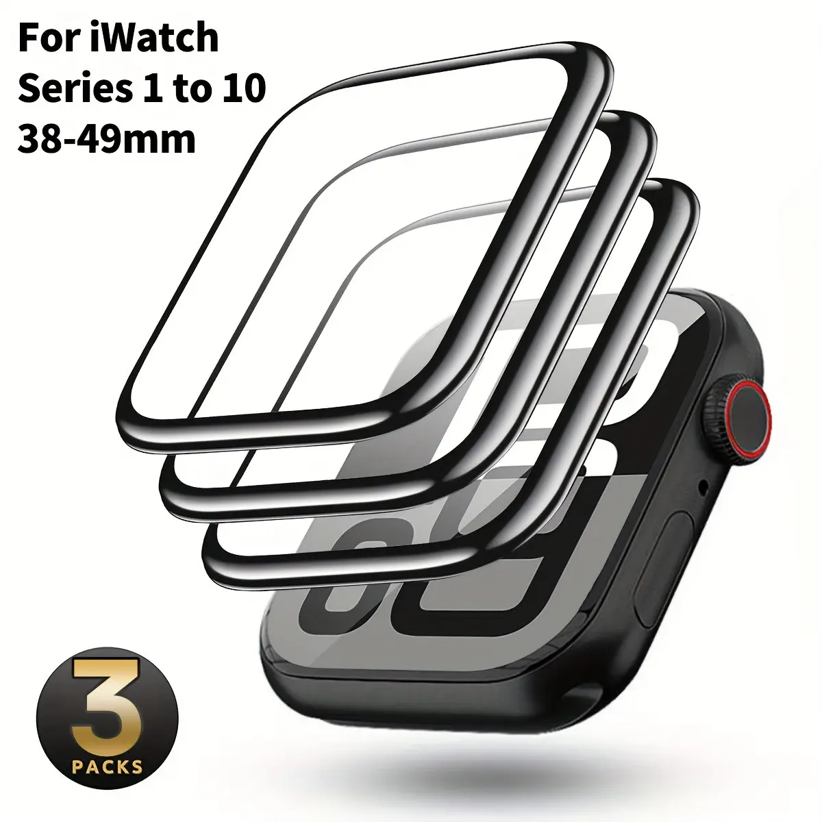 3-Pack HD Screen Protectors for Apple Watch, Full Coverage Curved Film, Fits 38-49mm, Se, Series 1-10, Protective Film, Smartwatch Accessories, Wearable Tech Accessories