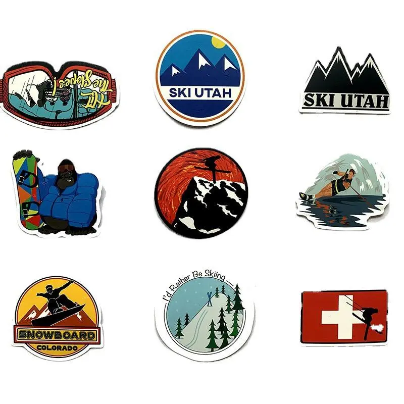 50pcs Winter Skiing Snow Mountain Graffiti Stickers For Luggage Laptop Skateboard Snowboard Refrigerator Ski Decal Sticker