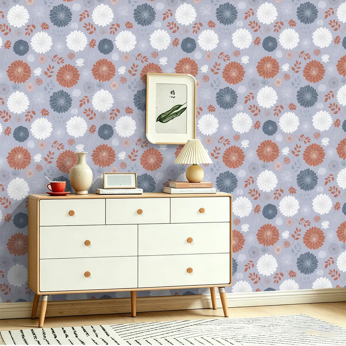 1 Roll Peel & Stick PVC Wallpaper,Watercolor daisy pattern, Peel & stick seamless PVC wall decal, HD fade-resistant print covers wall cracks & stains, ideal decor for home, dorm, bar and dining room renovation