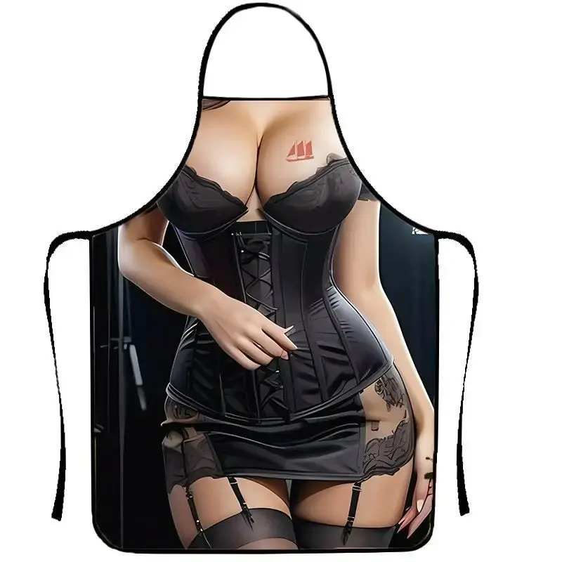 Funny Illusion Apron for Women, Unique Print Designs, Perfect for Parties, Bbqs, Bakers, Bar Staff, Humorous Gift Idea