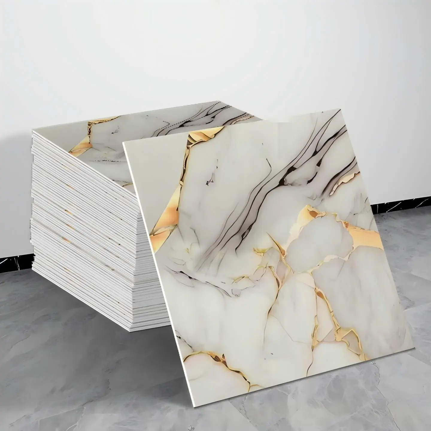 The latest 20-piece tearable and adhesive waterproof marble tile DIY wall panels for showers, self-adhesive countertop tiles, PVC wall panels for showers, are suitable for family bathrooms, kitchens and living rooms.