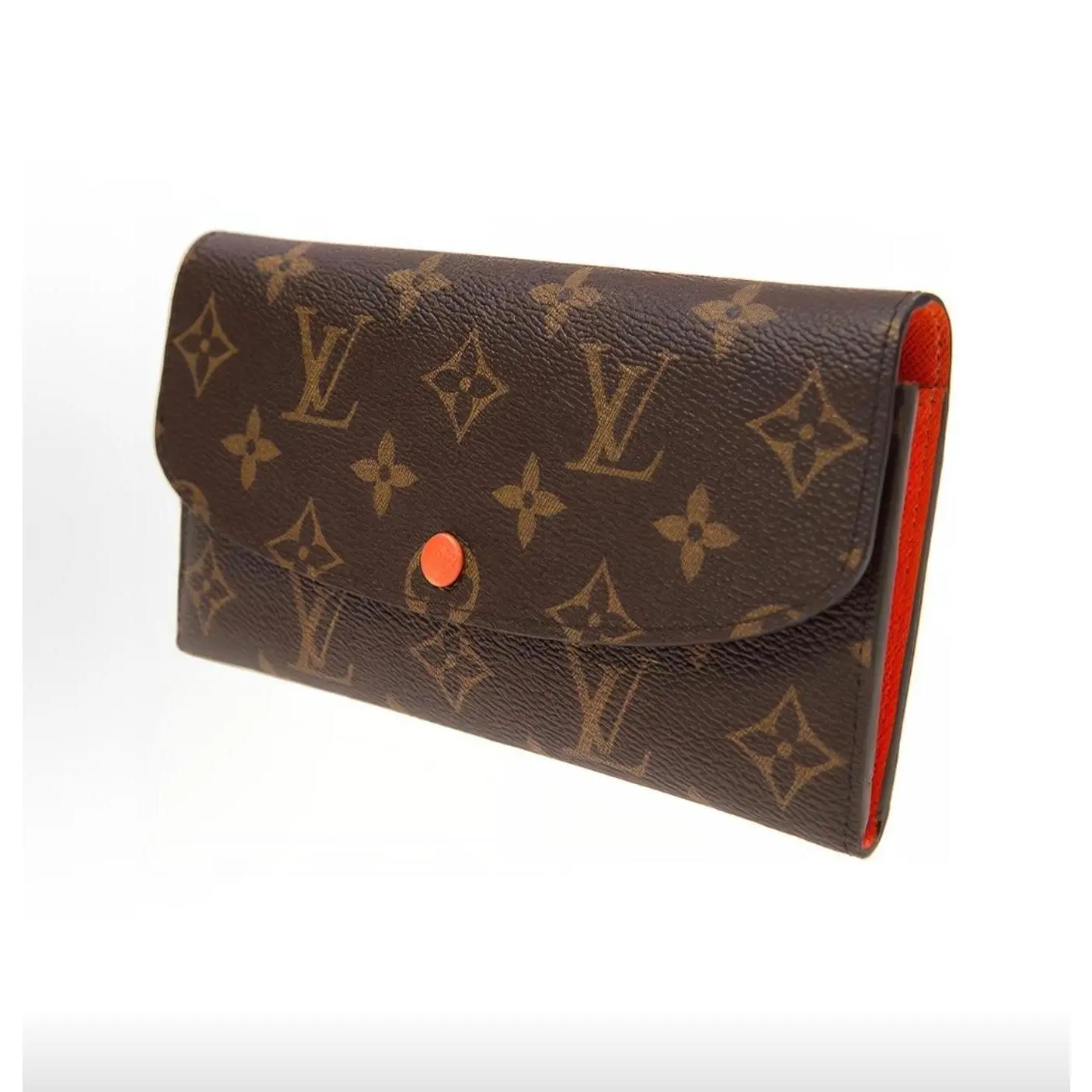 Pre-owned Louis Vuitton Emilie Sunrise Limited Edition Monogram Wallet with Red Bean & Orange Interior