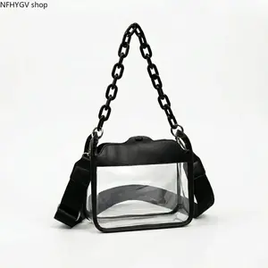 Unisex Clear Stadium Bag Fully Transparent Crossbody Shoulder Purse, See Through Lightweight Handbag Meeting Venue Security Rules, Practical Carry Accessory Ideal For Game Days Music Festivals And Travel Outings