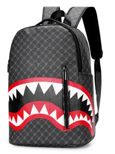 Fashionable Shark Pattern Backpack, Casual Large Capacity Backpack for Men, Business Style Travel Backpack for Daily Use