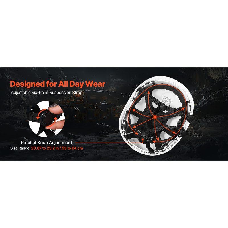 VEVOR Safety Helmet, ANSI/ISEA Z89.1 Approved ABS Safety Hard Hat with 6-Point Ratchet Suspension, Adjustable Vented Hardhat for Men Women Adults, for Outdoor Indoor Industrial Construction Workwear