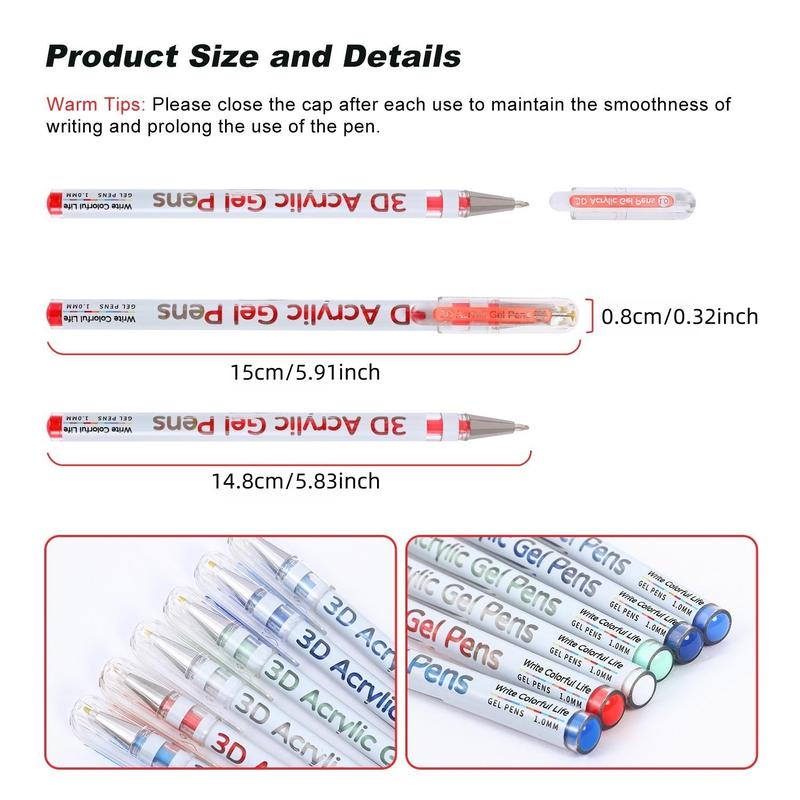 3D Acrylic Gel Pen, 1 Box Quick-drying Ink Gel Pen, Graffiti Painting Set, Acrylic Markers, Can Take Notes, Mark, Greeting Cards, Fill in Colors, Outline