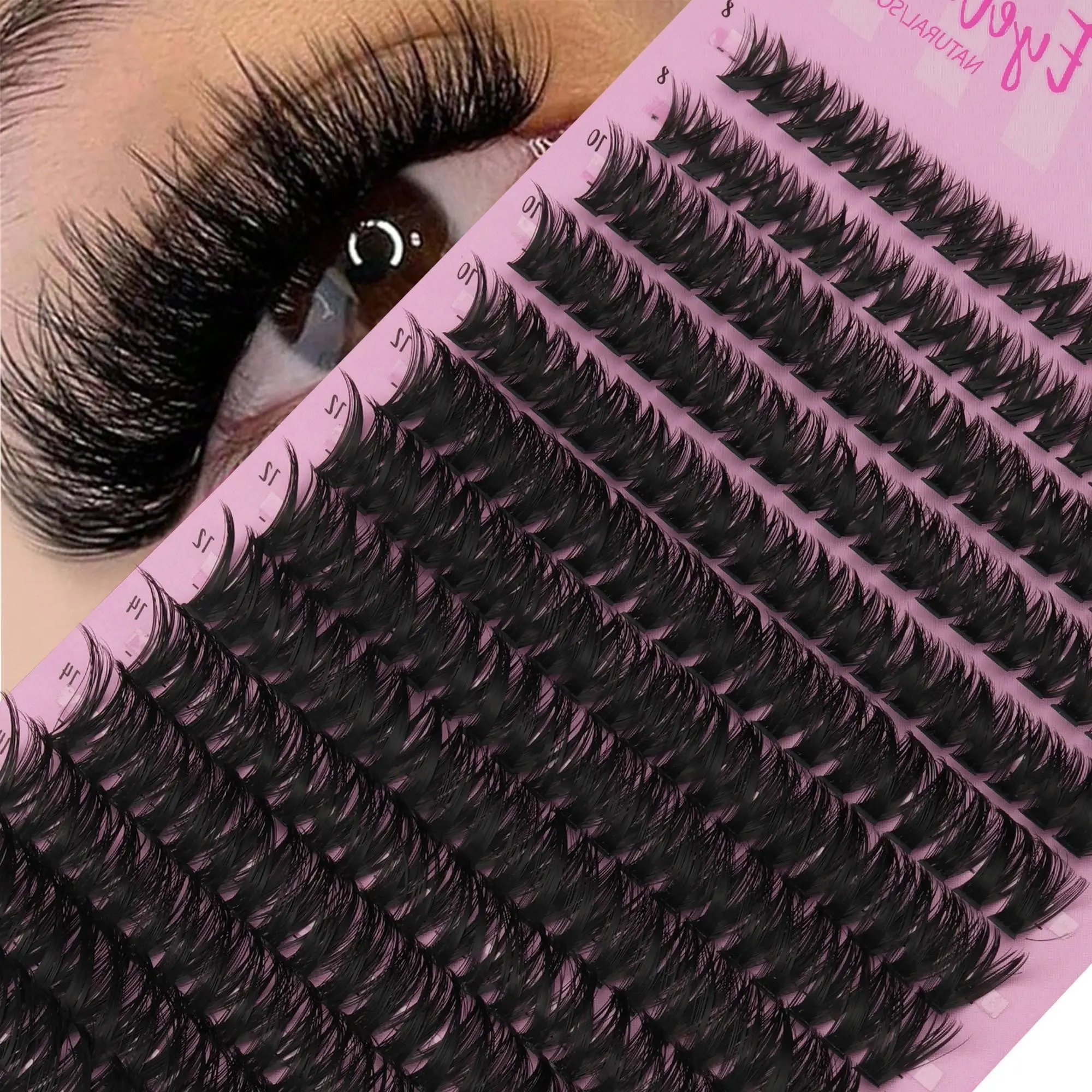 14 Pairs 3D Voluminous Lashes Set, Natural False Eyelash Kit, 60D D Curl, Mixed Lengths 8-16mm, DIY Makeup, Beginner Friendly, Daily Wear