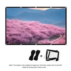 High Density Soft Screen 60-150 Inches, Portable Reusable Projector Screen, Ideal for Office, Classroom, Beach, Outdoor Camping