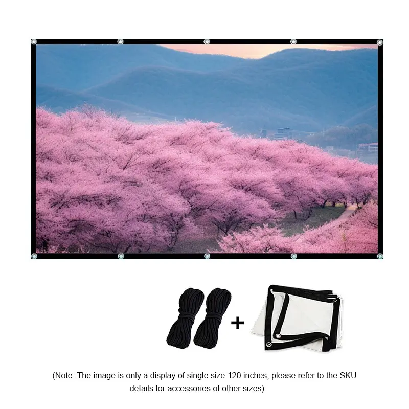High Density Soft Screen 60-150 Inches, Portable Reusable Projector Screen, Ideal for Office, Classroom, Beach, Outdoor Camping
