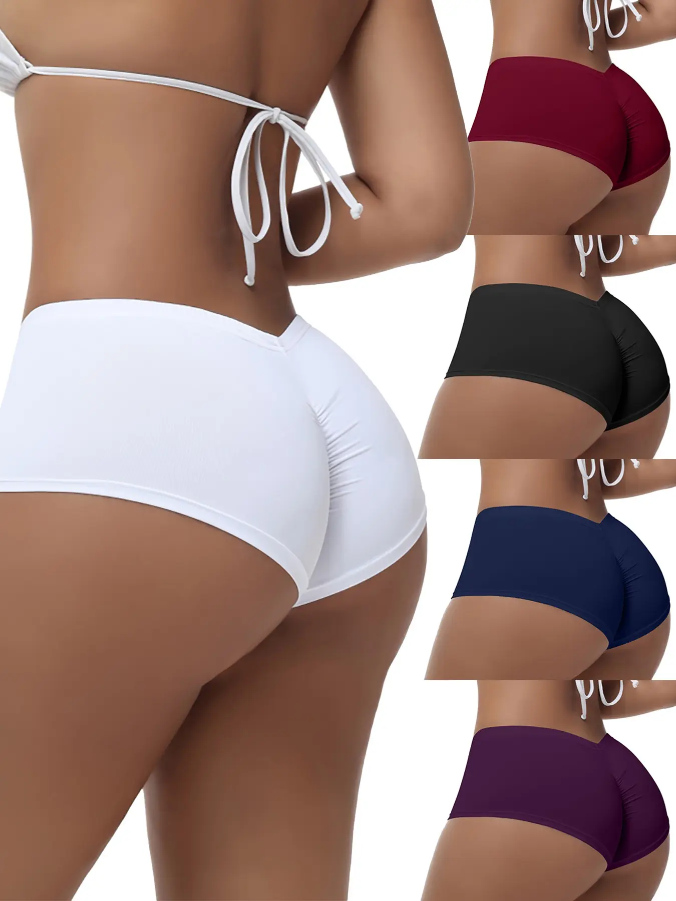 Women's Seamless High-Waisted Casual Boxer Briefs, Stretchy Yoga Underwear, Everyday Wear Panties, Slim Fit, All-Season Wear, Plain Design, Multiple Colors Available