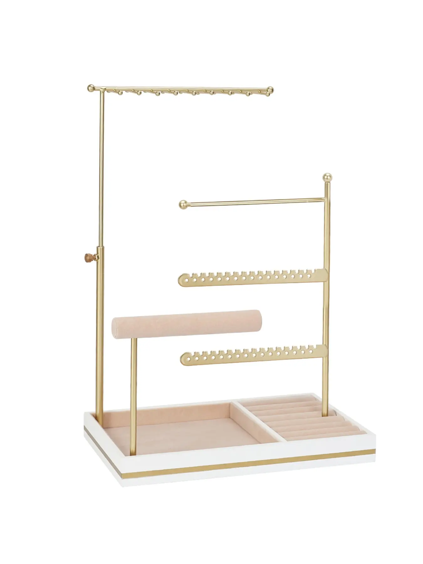 Multi-Layer Metal Jewelry Organizer Stand, Velvet Storage Tray, Necklace Earring Bracelet Ring Holder, Tabletop Jewelry Storage, Jewelry Display, &