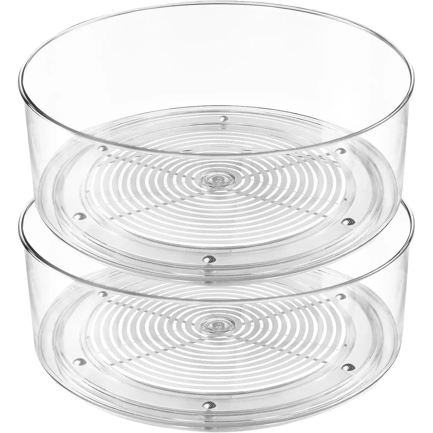 Lazy Susan Organizer, 2pcs 360 Degree Rotating Turntable Organizer Refrigerator Lazy Susan, Round Plastic Clear Lazy Susan Turntable Food Storage Container for Kitchen, Fridge Organizer