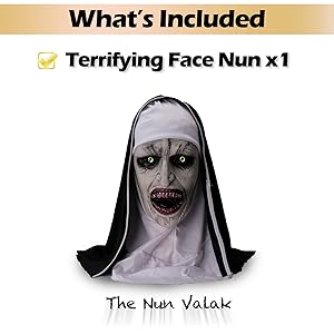 J.C Nun Scary Halloween Mask, The Nun Creepiest Latex Full Head Mask Spirit Gothic Supernatural horror Halloween Party Costume