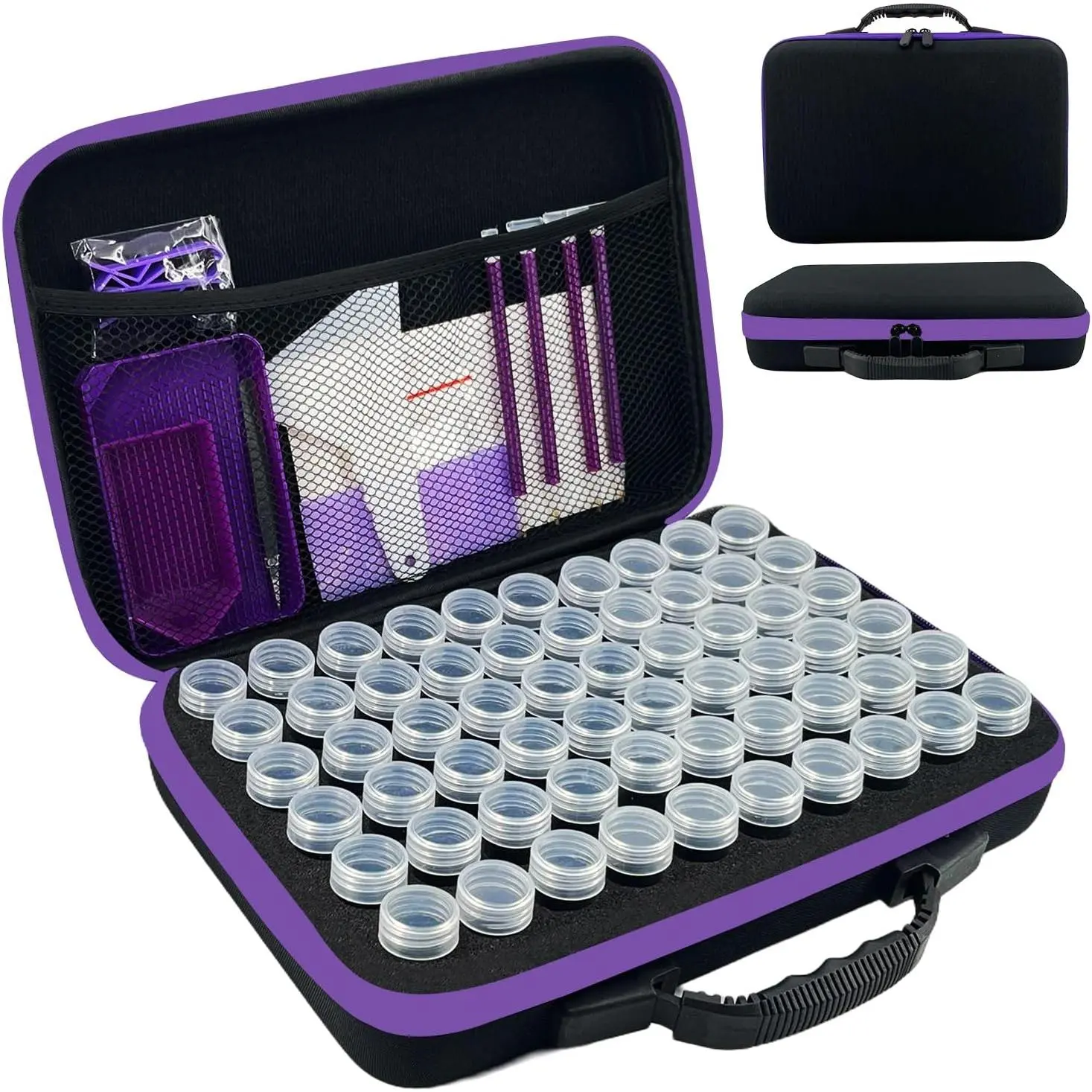 60 Slot  Painting Storage Box | Black storage container with 60 slots. Complete kit includes tools & accessories for  art organization.