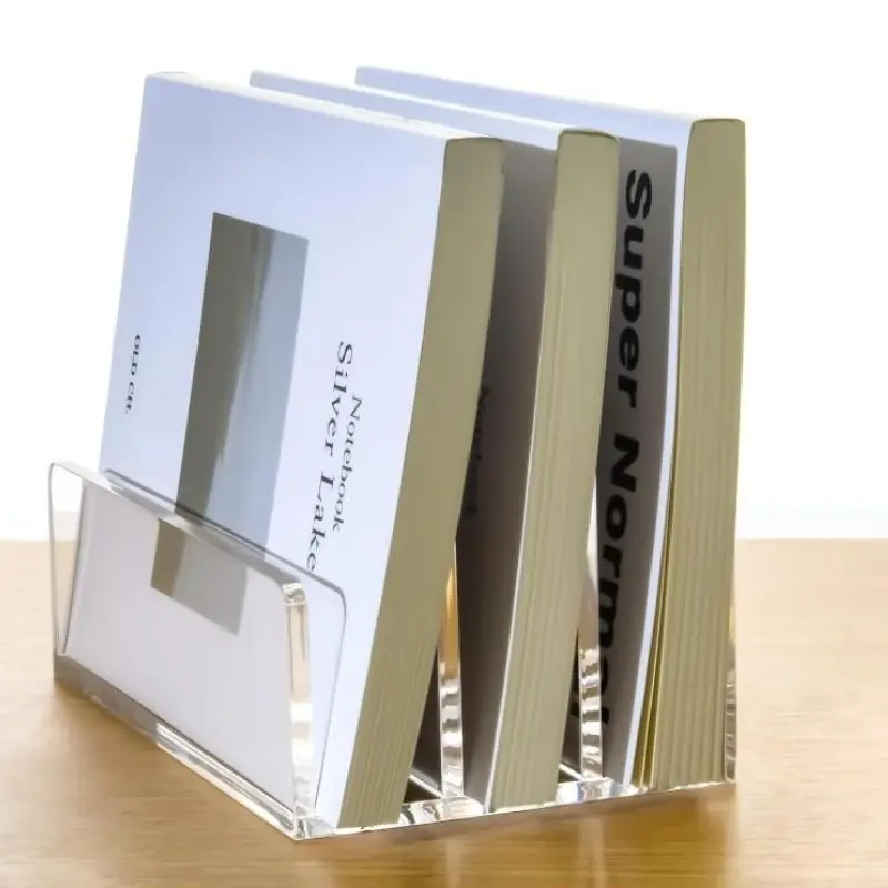 3 Compartments Clear Acrylic Mail Holder – Vertical Letter Sorter & Multifunction Desk Organizer for Bills, Documents, Notebooks – Modern Office/Home Envelope File Rack, Desktop Organizer, Important Document Organizer, Office Storage