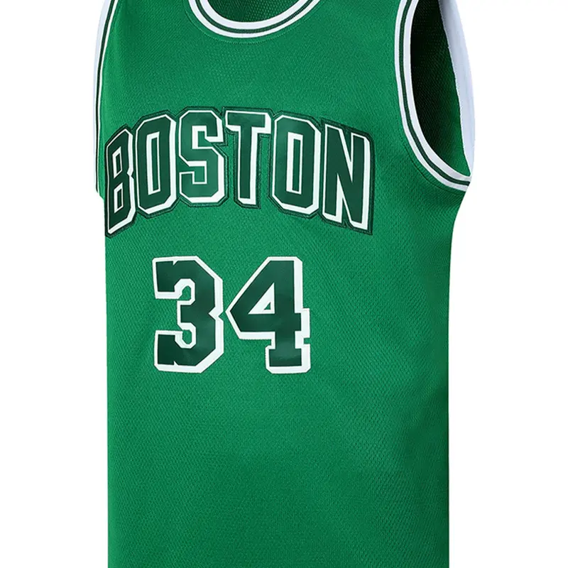 Men's 34 Green Embroidered Basketball Jersey, Casual Short Sleeve Vest, Fitted H-Type, Letter Pattern, Long Clothing, Sportswear, Casual Sporty Top, Sports Top, Embroidery Basketball Jersey