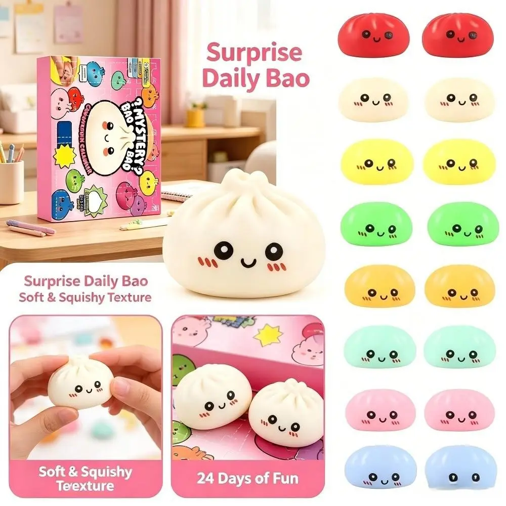 Fidget Squishy Stress Relief Toy, Mystery Dumpling Countdown Calendar, Squeeze Fun Relaxation Toy, Perfect for Anxiety Relief