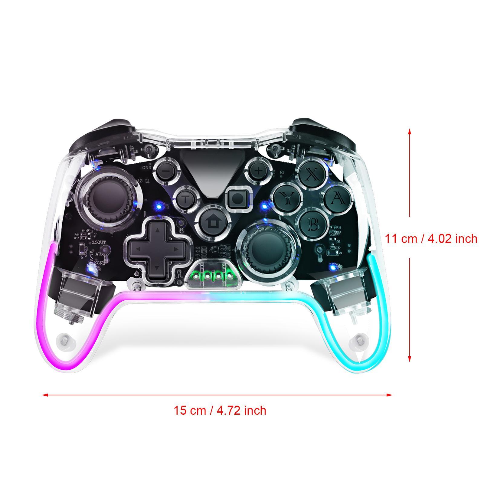 NS015 Wireless Gaming Controller, 6 Axis Dual Vibration BT Game Controller, Creative RGB Breathing Light Game Controller for Nintendo/Android/PC