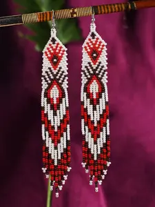 Handmade Beaded Earrings, Long Women's Beaded Earrings, Totem Blessing Earrings, Dangling Earrings in Multiple Colors, Bohemian Style
