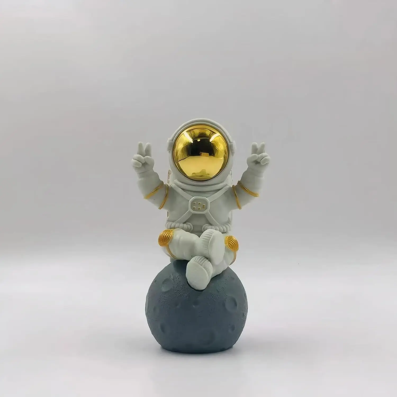 Cute  White Astronaut Statue, Spaceman Figurine Decor. | Cute astronaut figurine with victory gesture. Solid textured statue, artistic ornament for desk and shelf  decoration.