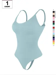 Adjustable Strappy Round Neck Seamless Ribbed Knit Waist Cincher, Hourglass Slimming Compression Vest, Body Shaper, Multiple Colors