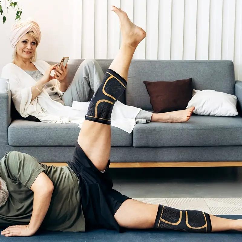 2 Piece Copper Compression Knee Sleeves, Knee Supporter, High Elasticity Anti-Slip, Breathable Knit, Support and Flexibility, Outdoor Sports, Running, Fitness, Knee Pad Volleyball