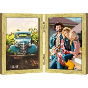 3.5x5 Picture Frames Double Hinged  Folding Photo Frames Vertical with Plexiglass Front,